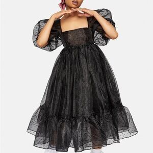 french polka dot selkie caviar puff dress